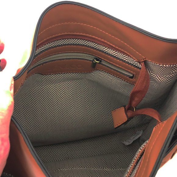 Jen and Co Pippa Brown Vegan Leather Stitch Accented Crossbody Bag - Picture 6 of 9